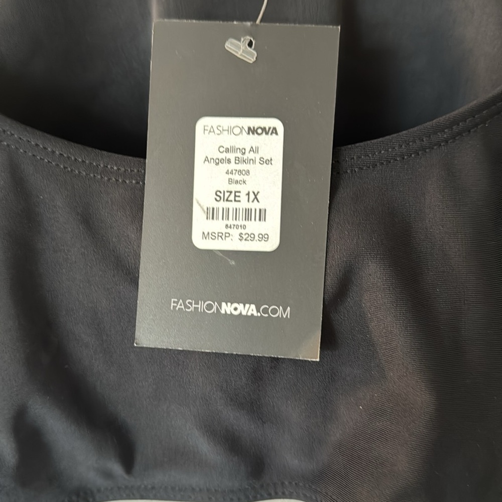 Fashion NOVA Black Calling All Angels Bikini Top Women's 1X - Picture 2 of 7